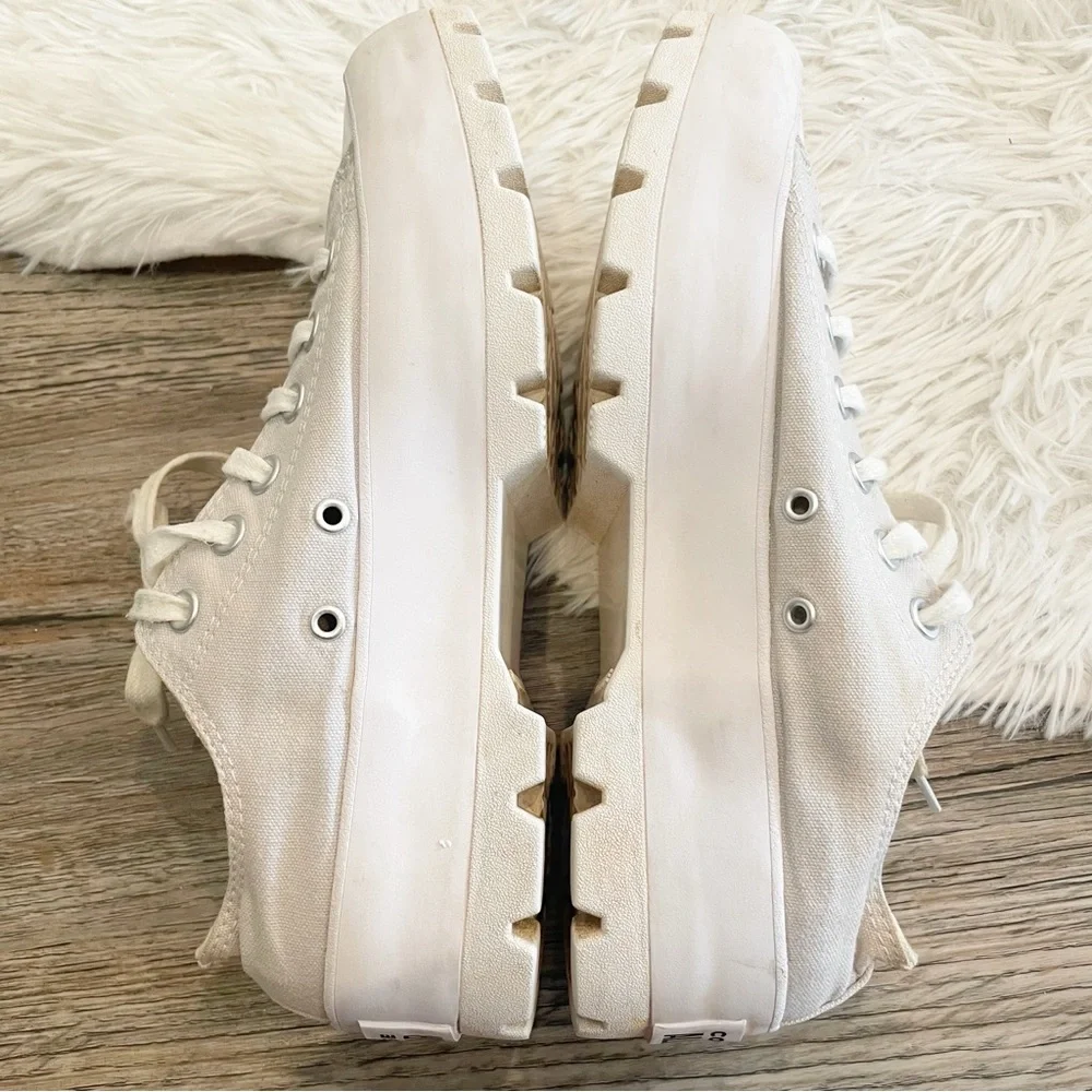 Converse All Star White Canvas Sneakers Chunky Sole 8.5